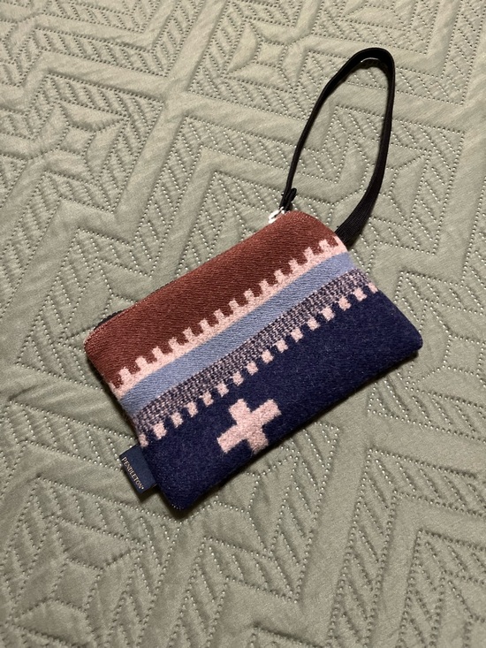 Pendleton Accessories - Pendleton Brown Navy Light Blue & Pink Patterned Wristlet
